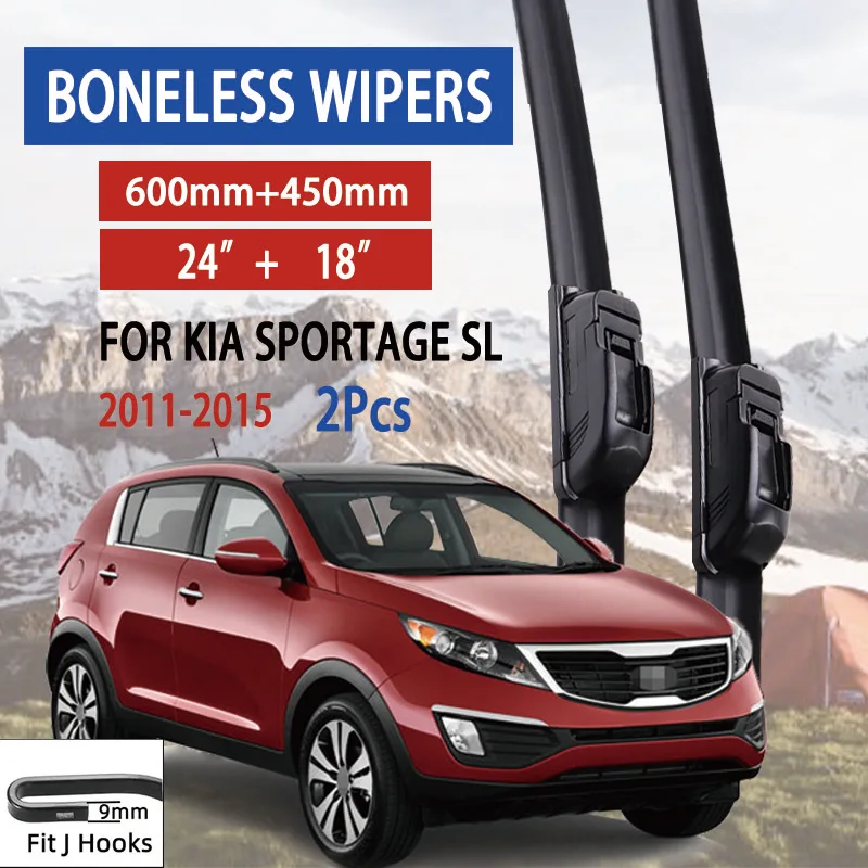 Car Front Wiper For Kia Sportage SL 2011-2015 Car Wiper HD Silent Durable U-type Soft Rubber Boneless Wiper 24\