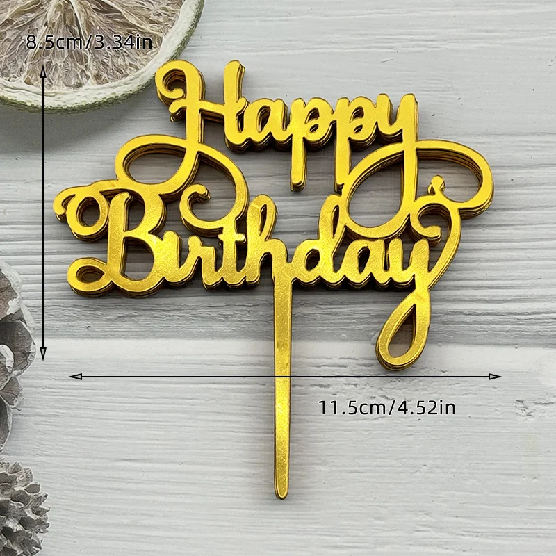 10 Stück Acryl-Kuchenaufsatz „Happy Birthday“, Rosa, Gold, Silber, für Kinder, Männer, Frauen, Babyparty, Party-Dekoration, Geschenkzubehör – Detail 1