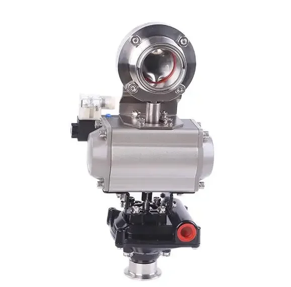 6Inch Sanitary Pneumatic Tri Clamp Butterfly Valves with Solenoid Valves and Limited Switch