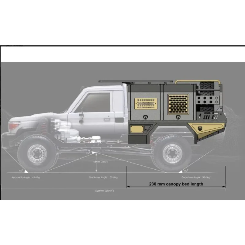 RC Rear Tray Compatible with BRX01 / RC4WD TF2 TF3(Adjust Links To Extend Wheelbase),Fits KB LC70 and RC4WD Pickup Body Shell