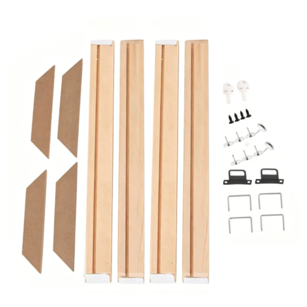 Natural Wood Frame Assembly Kit for Canvas Art Supporting Wall Mounting and Tabletop Display Options Multiple Sizes