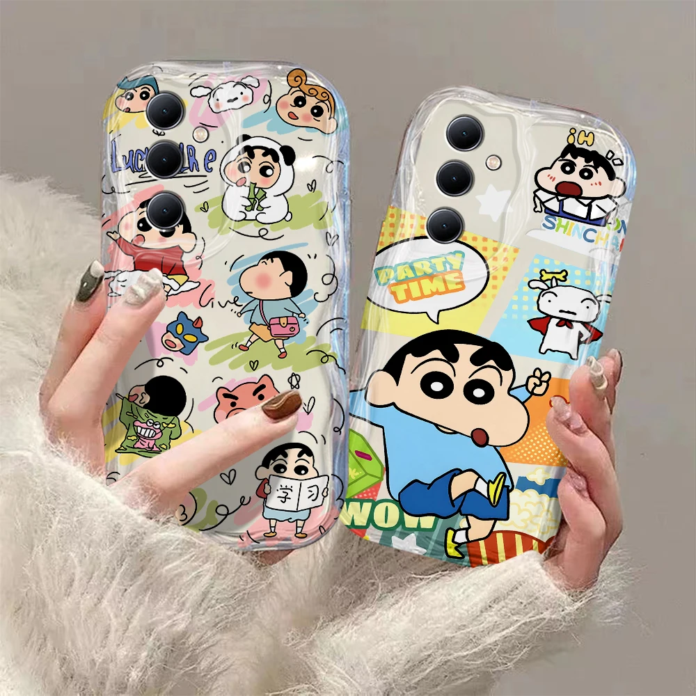 Anime Crayons Shin-chans 3D Wave Case For Samsung A73 A72 A71 A55 A54 A53 A35 A34 A33 A25 A24 A23 A15 A14 A13 A05 A04 A03 4G 5G