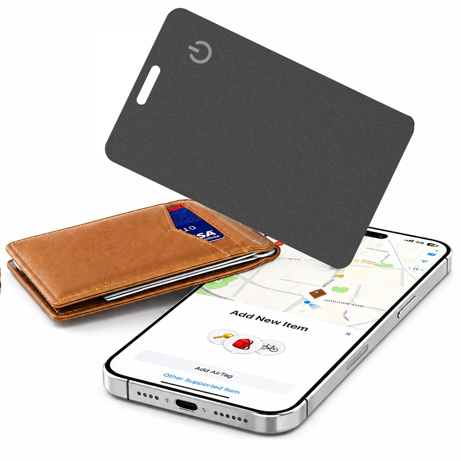 Wireless Charging GPS Locator Waterproof Work with Apple Find My App Item Locator Tracking Device for Luggage Tag Purse Passport