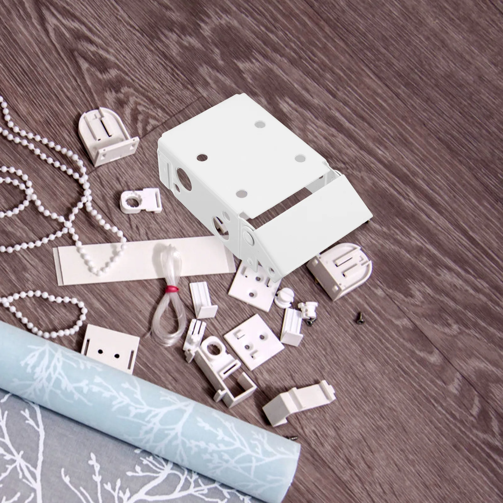 

1pcs Cordless Blind Brackets White Metal Low Profile Box Mounting Hardware For Roller Shades Vertical Blinds Window Treatments