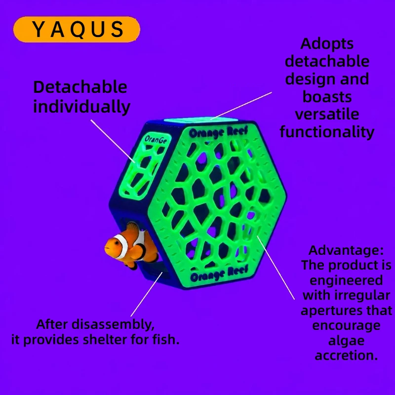 Magnetic Fluorescent Algae Box with Seaweed Aquarium Refugium Tank Algae Cultivation Container for Grape Algae Reduce NO3 PO4
