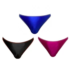 XClocKNYoung larger waist men glossy underwear oil Contrasting edge breathable briefs Silk High elasticity briefs Mens bikini