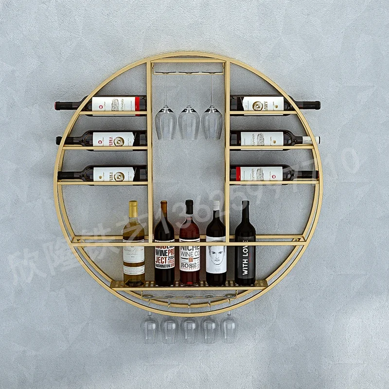 European wall hanging a simple shelf modern  shelf iron glass holding wine constant food room/salon