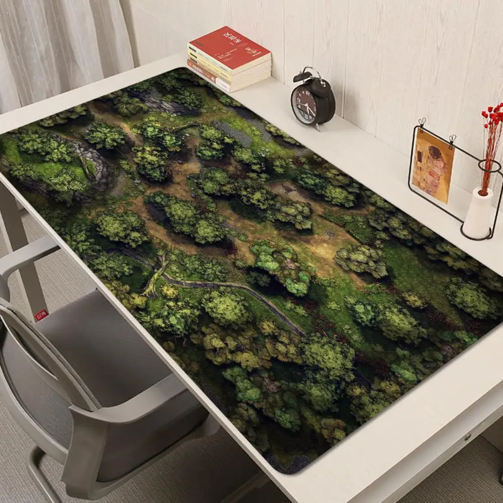 Mystical Jungle Wilderness Map Large Size Playmat For Games Laptop Bedroom Learning Office Desktop Pad Non-Slip Rubber