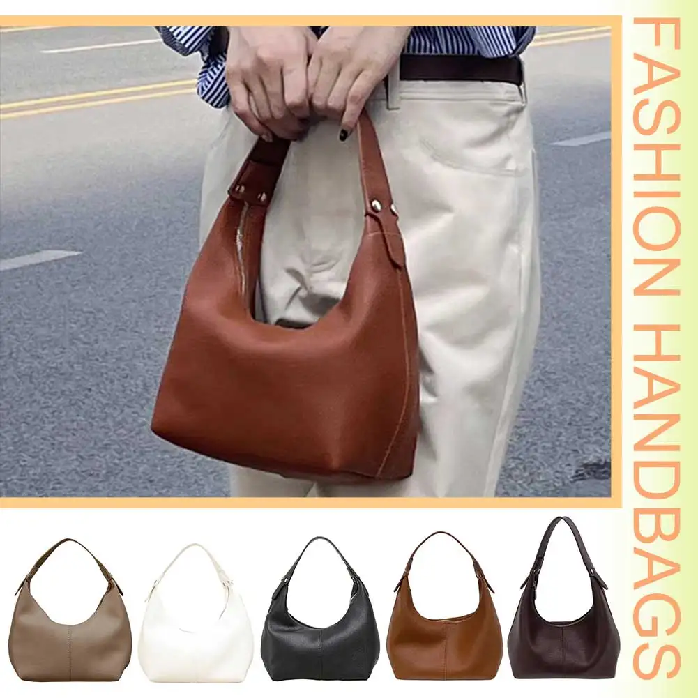 

Women Vintage Underarm Bag PU Leather Soft Hobo Bags Solid Color Casual Armpit Handbag Girls Outdoor Daily Bag