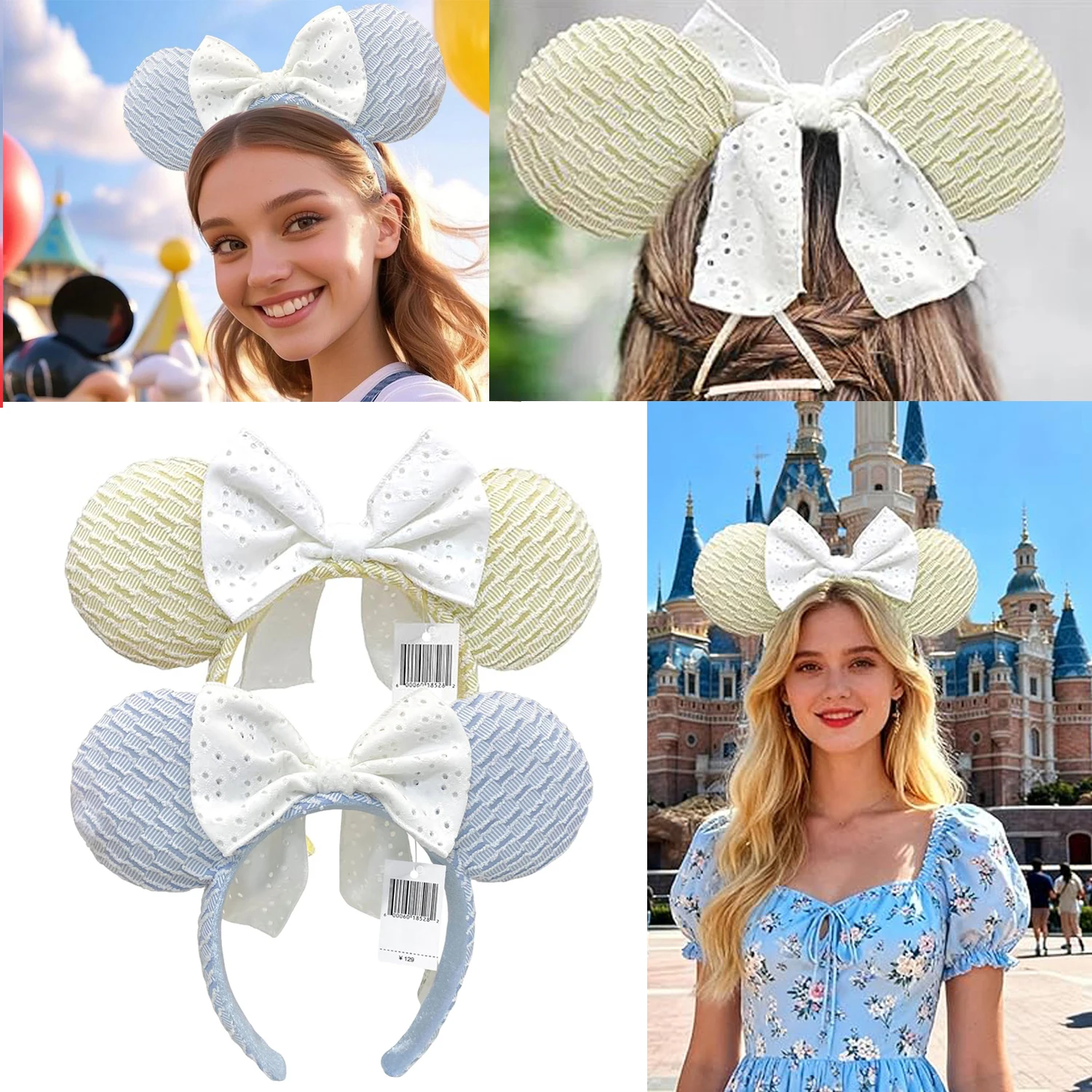 

Disney Minnie Mouse Headband Holiday Party Princess White Bow Hairband COSTUME Headband Cosplay Plush Adult/Kids Headband Gift