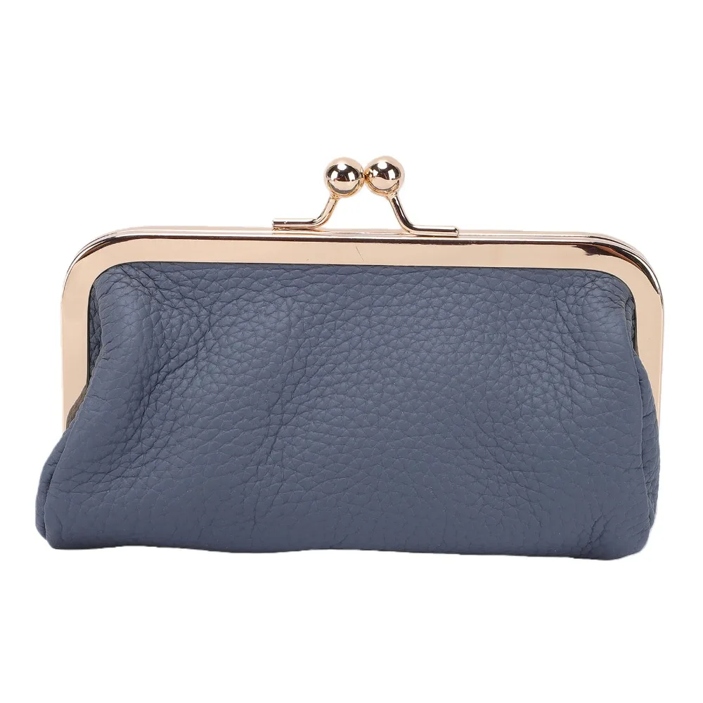 Portable Top Grain Leather Wallet Compact With Key Ring Makeup Organizer Coin Purse Travel