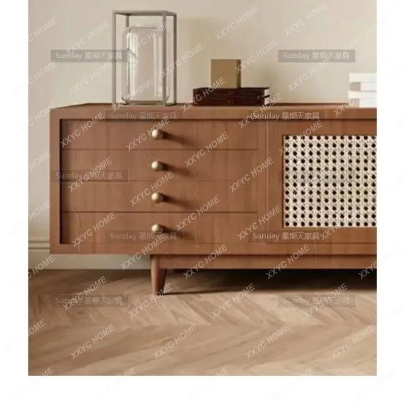 XXFactory Direct Silent Wind Wood Color Multifunctional TV Cabinet Living Room Wall Long Locker