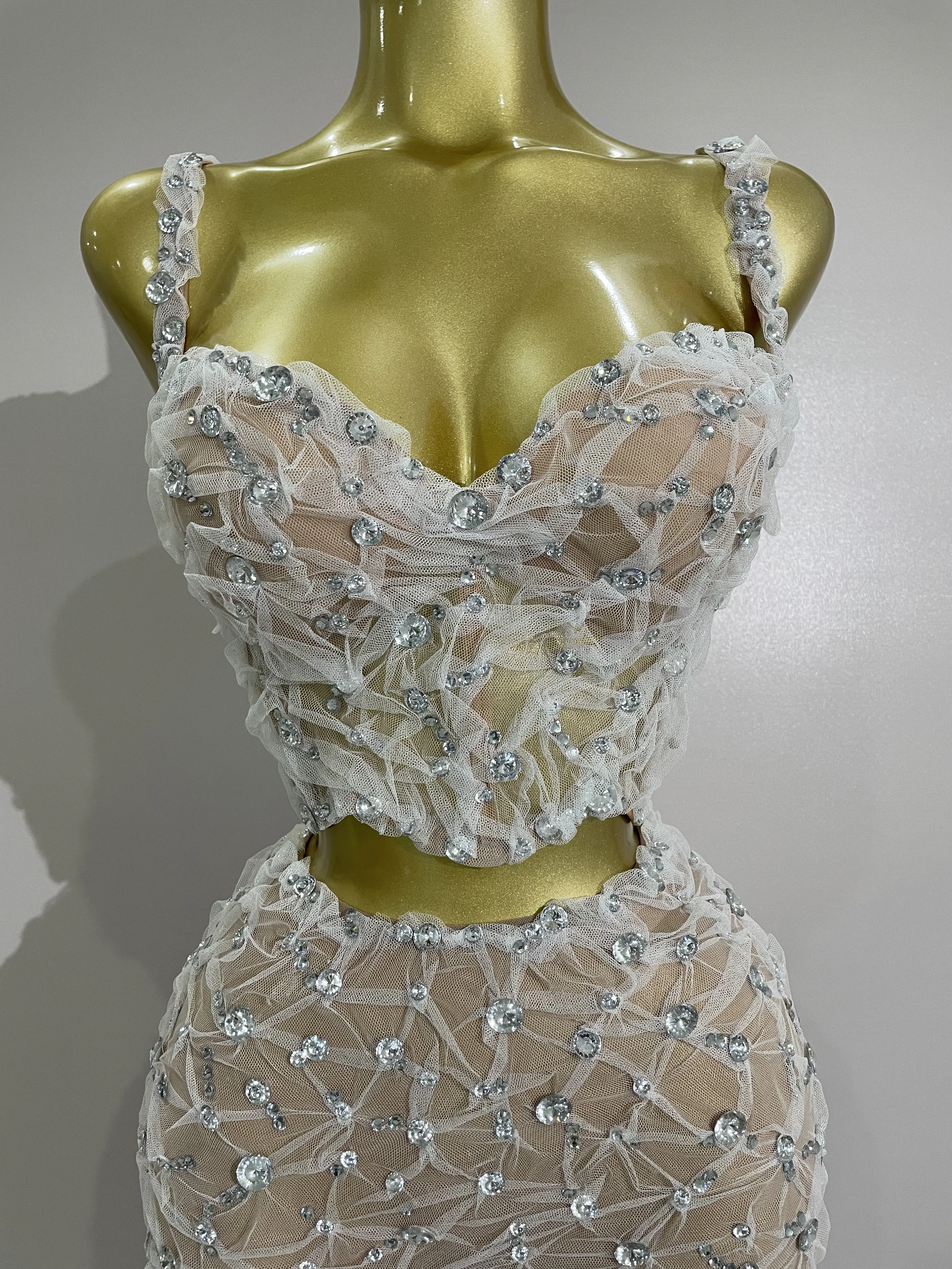 مثير سباركلي الماس الربط الدانتيل الرسن أعلى + السراويل الطويلة قطعتين مجموعة النساء احتفال عيد ميلاد راقصة ملهى ليلي المرحلة زي #5