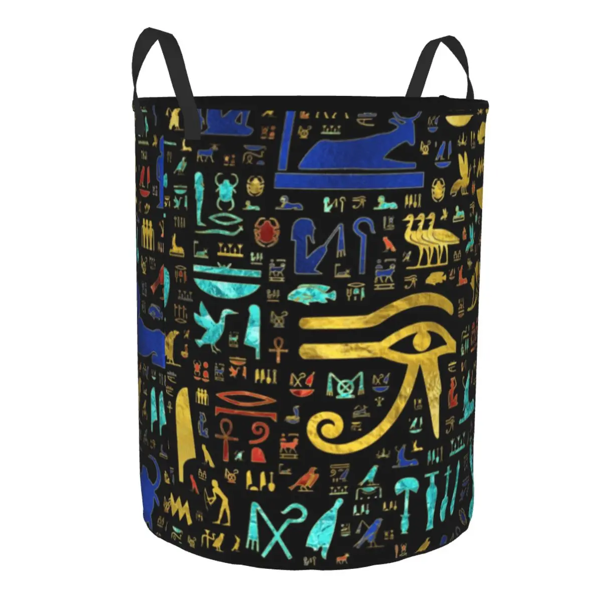 Custom Colorful Ancient Egyptian Hieroglyphic Pattern Laundry Hamper Large Storage Basket Egypt Kids Nursery Toy Organizer