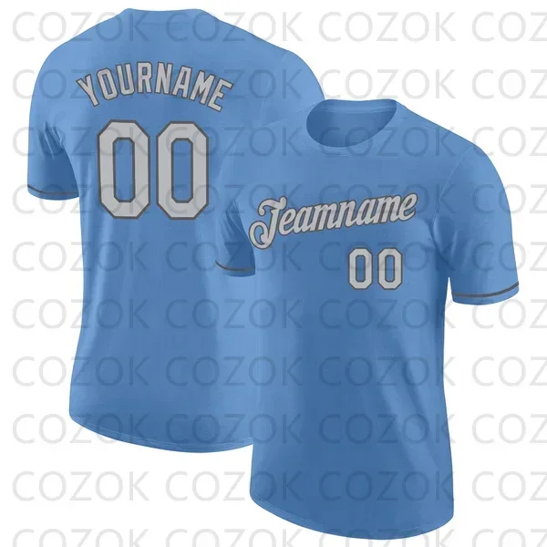 Custome Lake Blue Color Style Football Jerseys for Men Women Unisex Football Short Sleeves Athletic Tee Shirts