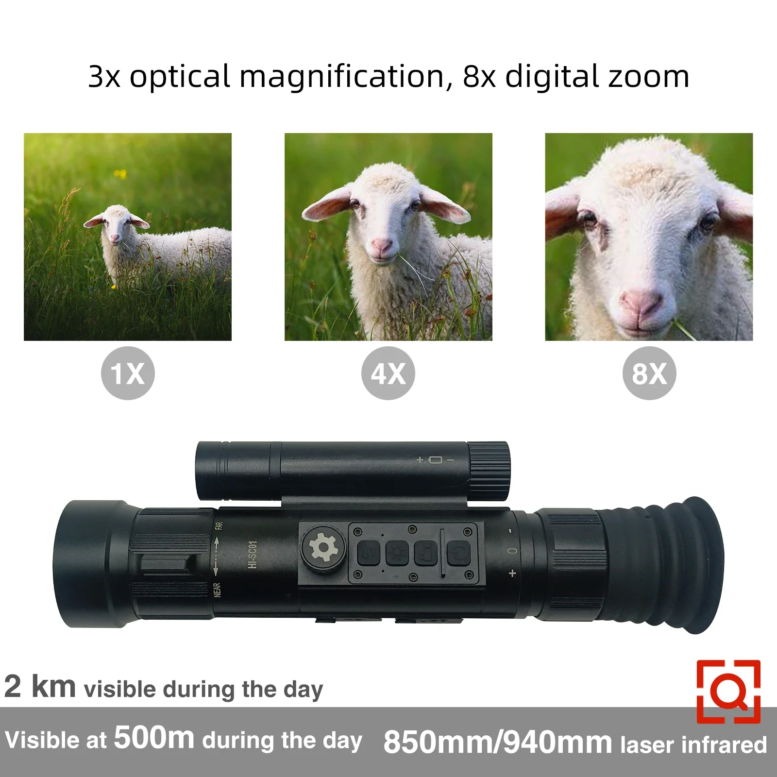 HD Digital Night Vision Sight Hunting Camera Takes Photos and Videos IP66 Waterproof Night Vision Goggles for Hunting