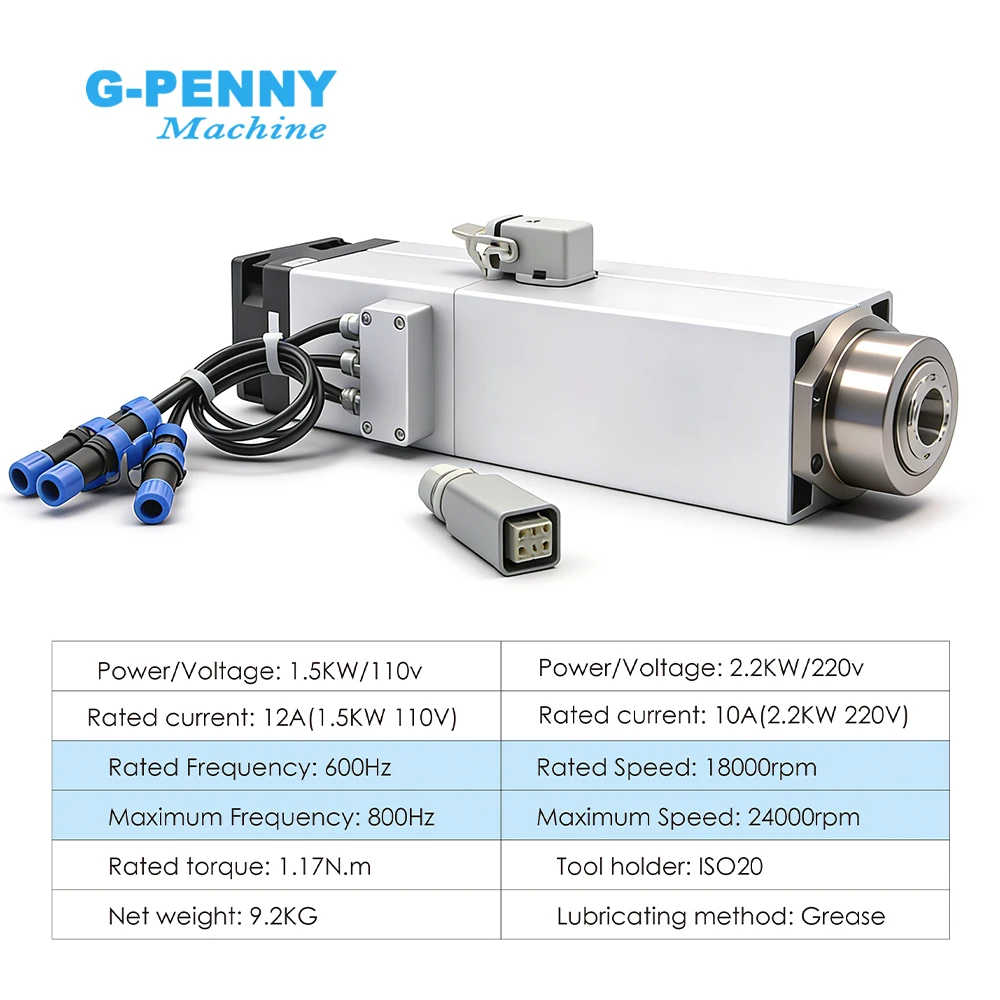 G-Penny 2.2KW ISO20 ER20 ATC Spindle Air Cooled 18000-24000rpm Automatic Tool Change CNC Spindle Motor for Wood Milling
