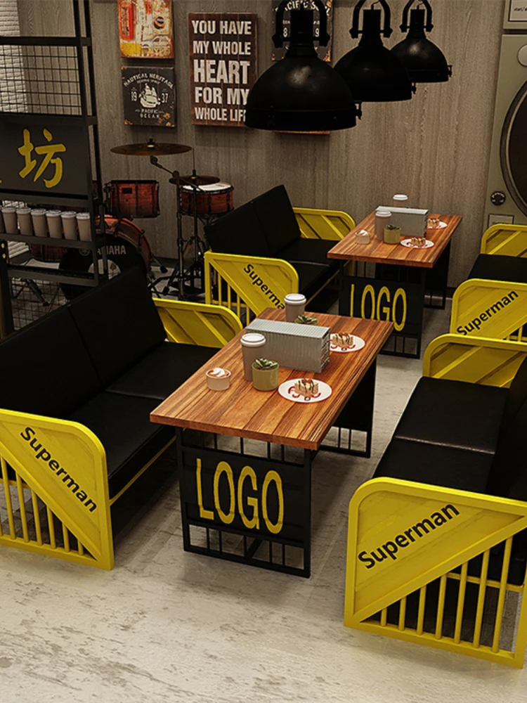 High Quality Bumblebee Dessert Milk Tea Shop Table and Chair Combination Coffee Restaurant Leisure Reception Sofa