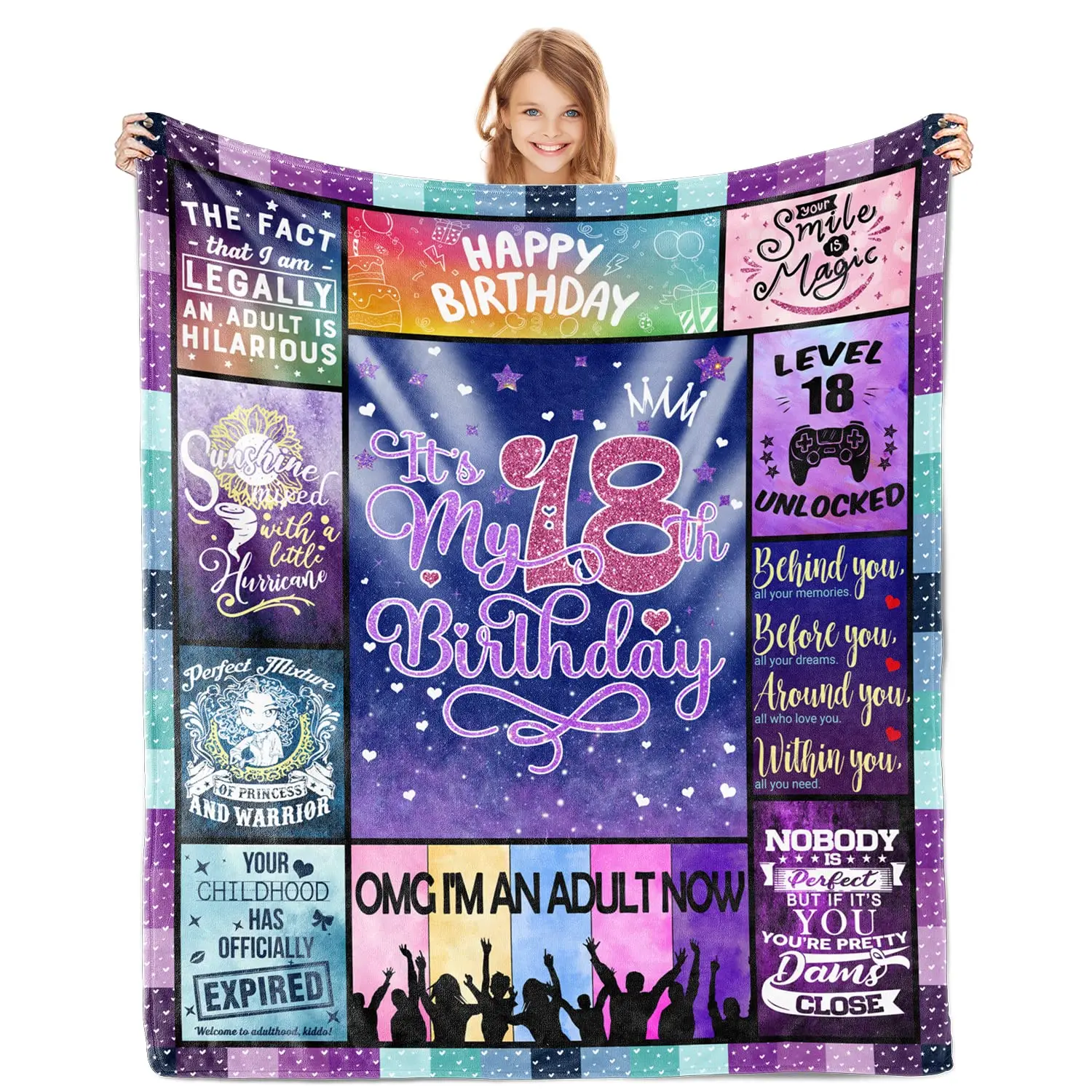 18th Birthday Gifts Ideas for Girls-Girls 18th Birthday Decor Blanket-Gift for 18 Year Old Girl-Gifts for Daughter Bestie Sister