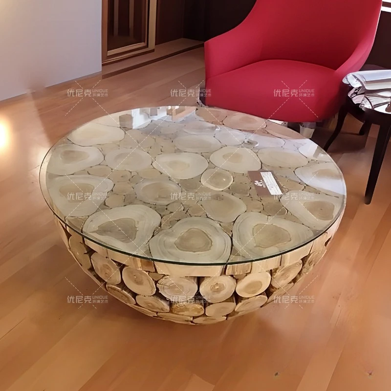 

Solid wood sliced pattern sofa seats, hotel clubs, restaurants, B&Bs, apartments, villas, creative leisure art seats