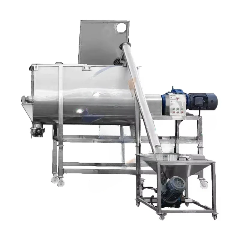 Horizontal Dry Powder Blend Full Auto New Generation Mushroom Substrate Ribbon Blender Mix Machine Powder Mixer