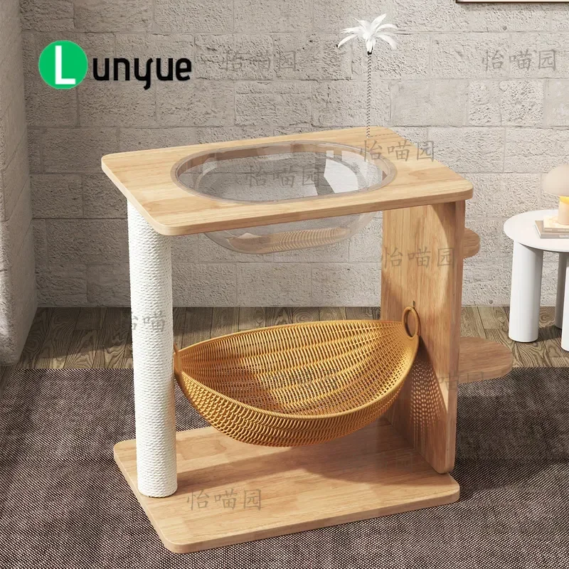 Solid Wood Cat Climbing Frame Large Multi-Cat Nest Universal All Seasons Integrated Play Structure Space Saving for Small