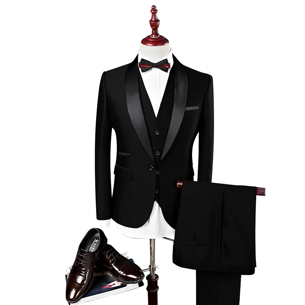 Silver Men\'s Suit 3 Piece Set Wedding Groom Tuxedo High Quality Customized Men\'s Suit 2024 Elegant Men\'s Suit XS-5XL