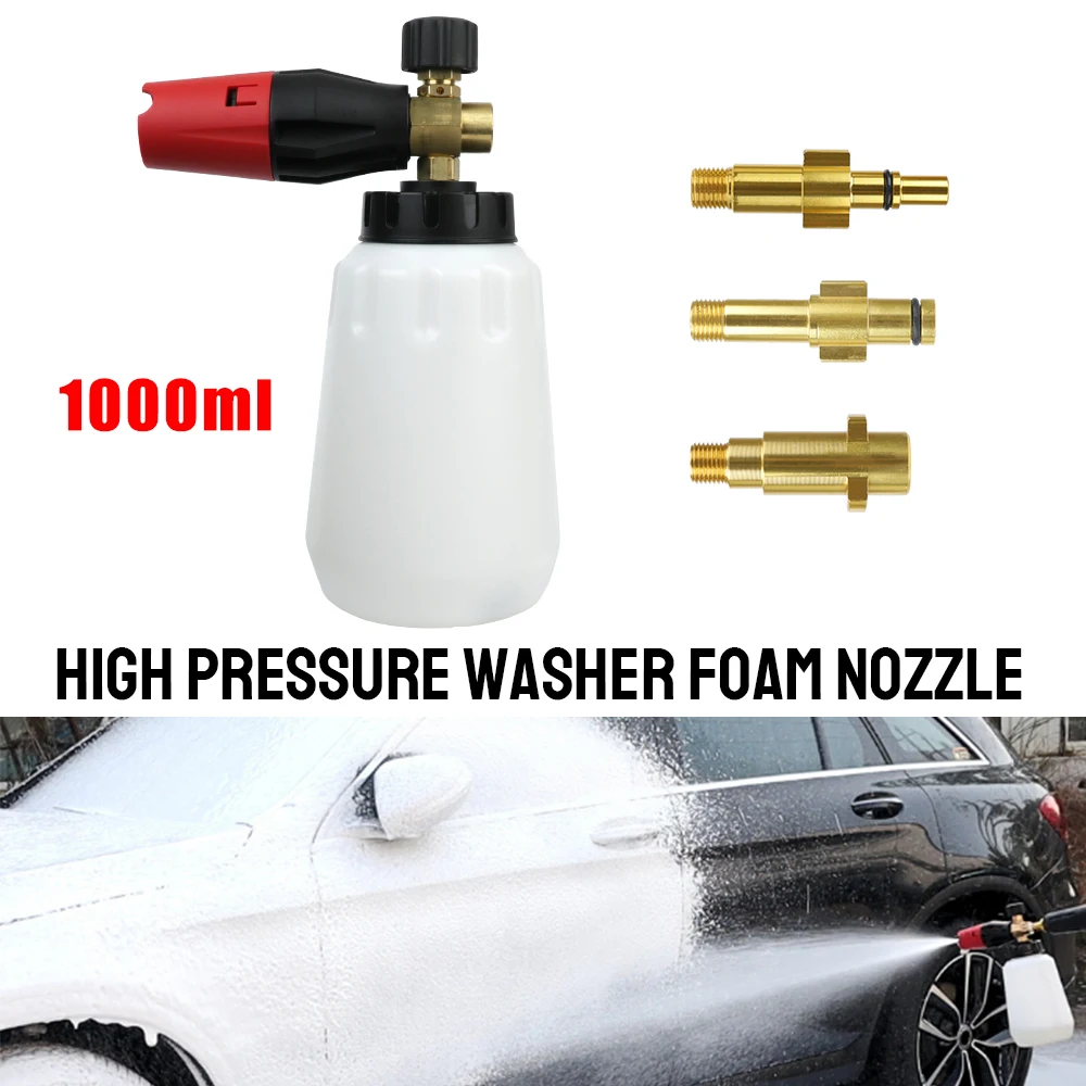 

Snow Foam Lance High Pressure Washer Car Wash Foam Maker Foam Nozzle For Karcher Elitech Daewoo Bort AR Bosche Mac 1000ML