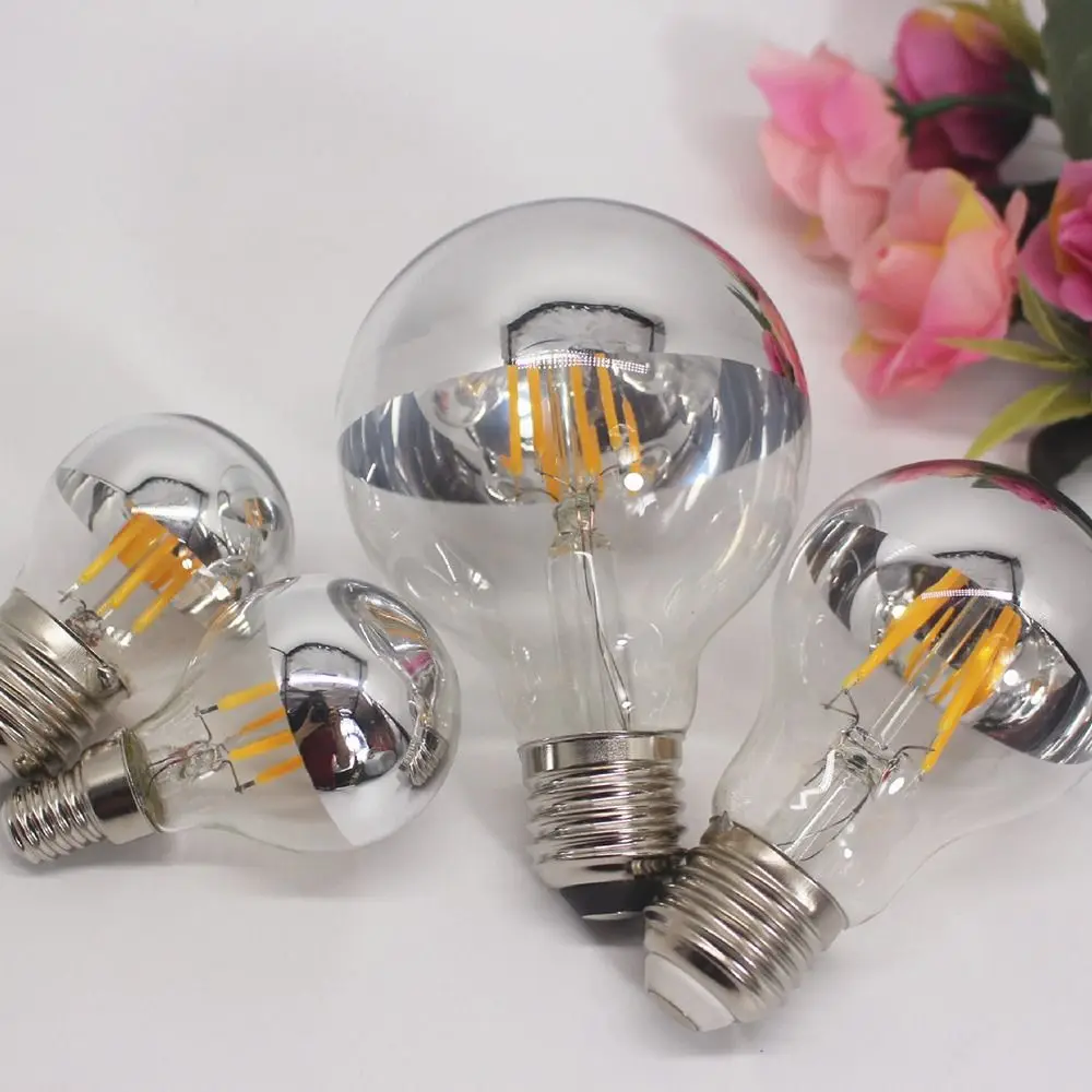 Stabla Hot E27 silver light decorative light LED filament bulb A60 mirror reflection semi-plated bulb