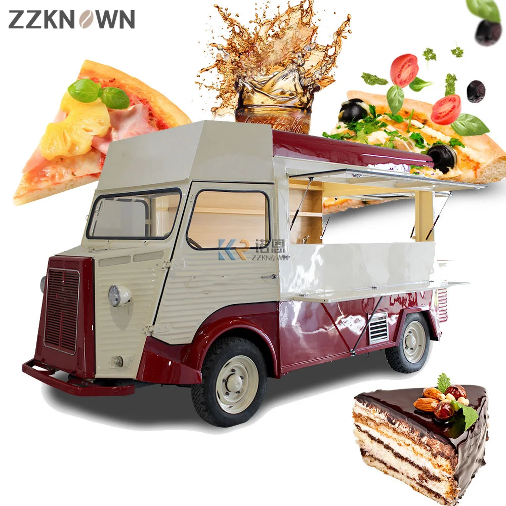 Vintage Electric Mobile Food Truck with Full Kitchen Pizza Burger Van Catering Trailer Bakery Coffee Bar Juice Ice Cream Cart