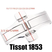 Stainless Steel Butterfly Buckle Universal Metal Clasp Double Press Button for Tissot 1853 T035617 T035439 Watch Accessories