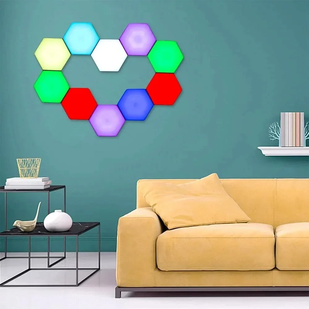 6pcs Touch Control Hexagonal LED Wall Light,Honeycomb Lights, Touch Sensitive Wall Lights, Night Lights, Honeycomb Lights