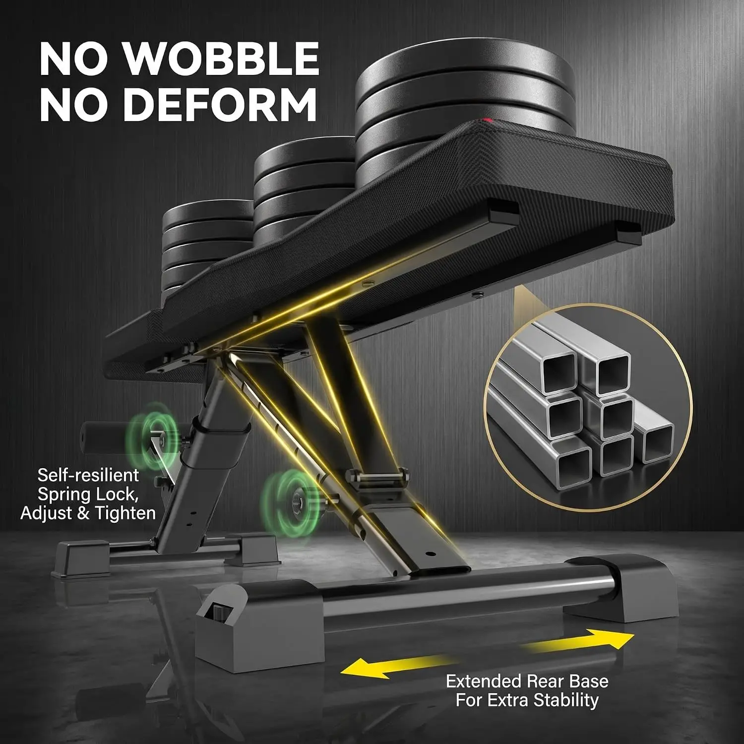 Adjustable Weight Bench, 900LBS Incline Decline Flat Bench for Home Gym, Foldable Strength Training Bench