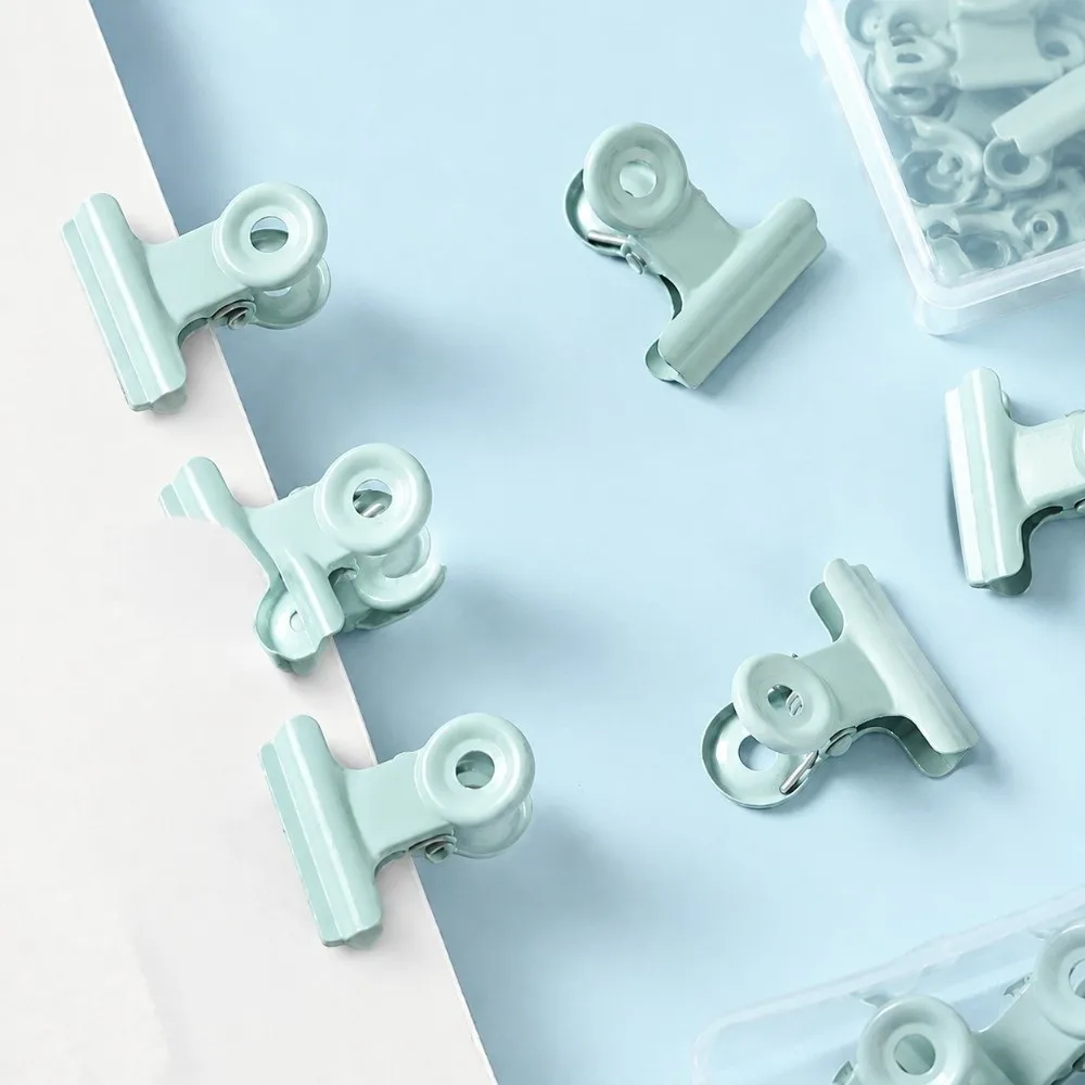 8pcs Desk Supplies Metal Binder Clips Macaron Color Round Head Ticket Clips Box Packed Colorful Paper Clips Receipt Clamping