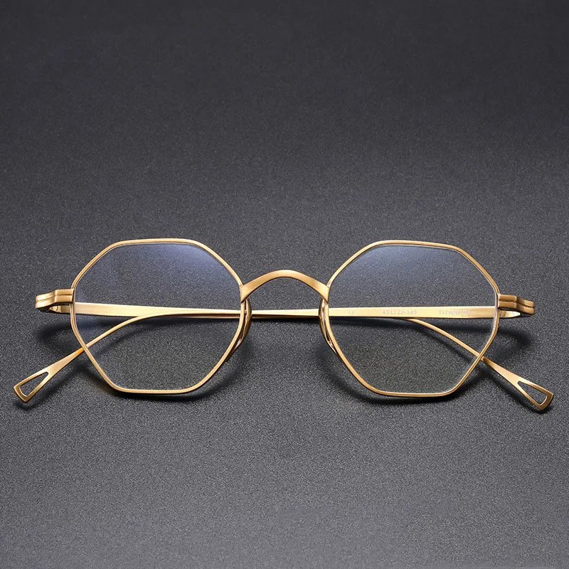 College Student Fashion Simple Small Polygon Myopia Glasses Frame Men Women Retro Ultra Light Pure Titanium Optical Spectacles