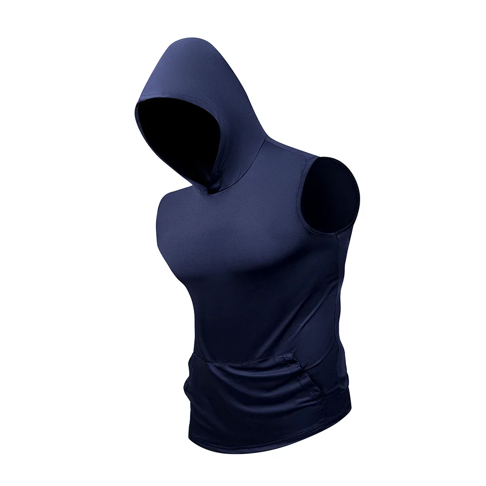 Chaleco informal sin mangas con capucha para hombre, camiseta ligera transpirable de verano para gimnasio, correr, entrenamiento, culturismo, camisetas interiores