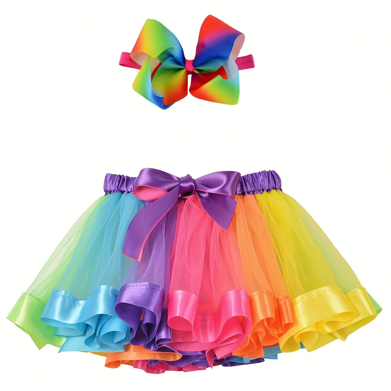 Mini skirt Party With Hairpin 2024 Tutu Skirt Baby Girl Skirts Princess Rainbow Tulle Skirts Girls Clothes Children Clothing