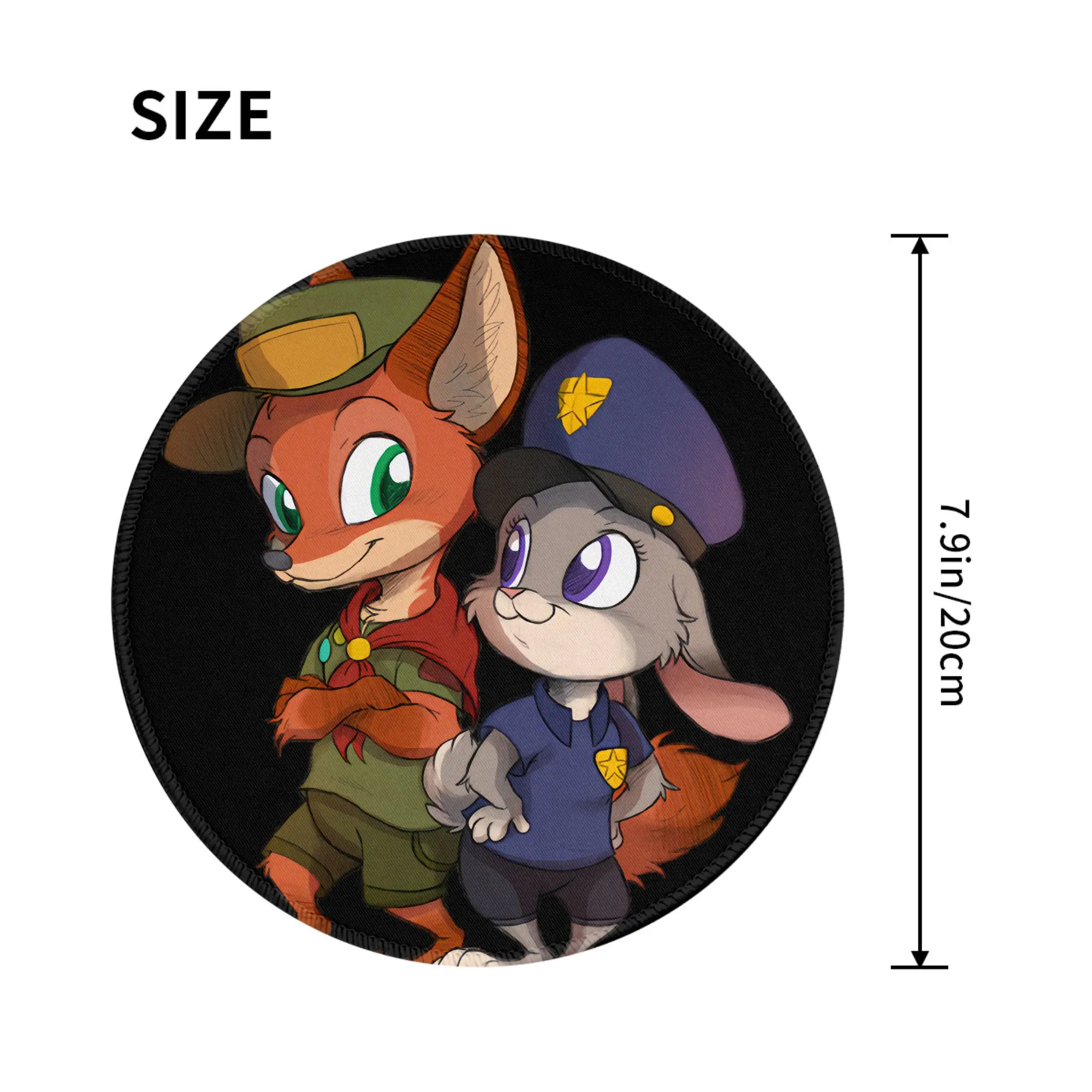 Zootopia Round Mini Mouse Pad Rug Anti-slip Mat Desktop 8in Game Computer Mat Gaming Rubber Mouse Mat