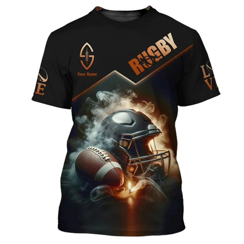 

American Football Sports Men's T Shirt Personalized 3D Custom Name Short Sleeve Tops Casual O-neck Loose Tees Fashion Tracksuits