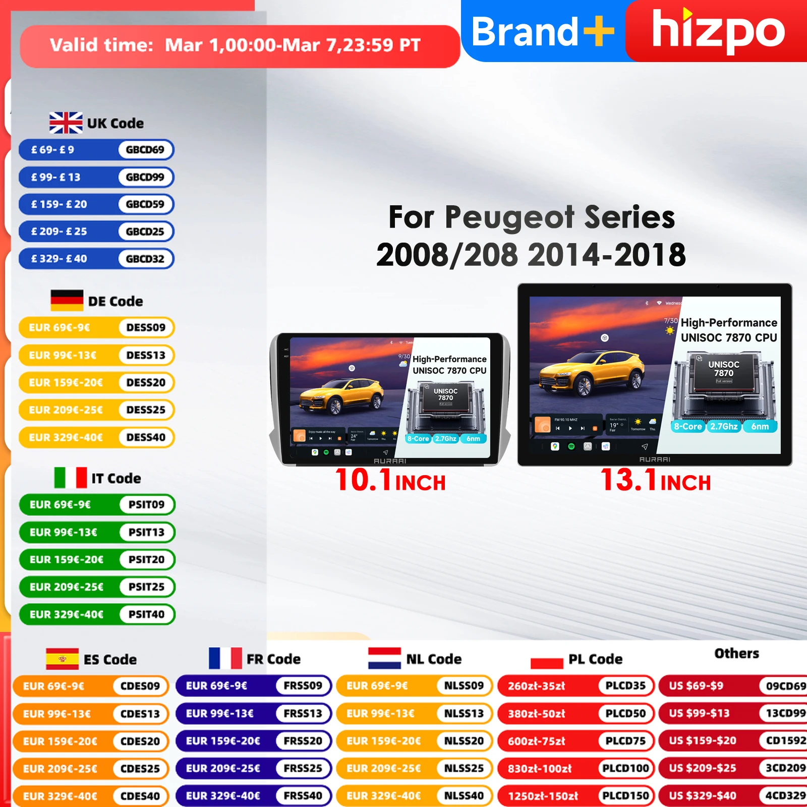 

AURA AI Intelligent Systems GPS Carplay Android Auto Radio for Peugeot 2008 208 Series 2014 2015 2016 2017 2018 Multimedia Video