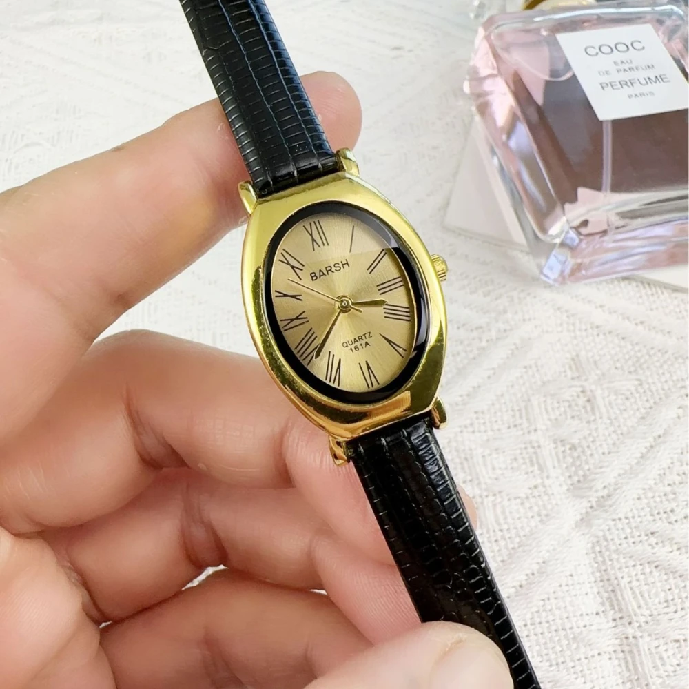 Модные женские часы с овальным циферблатом, роскошный кожаный ремешок, женские кварцевые часы в стиле ретро, дропшиппинг, Reloj De Mujer 시계 여성