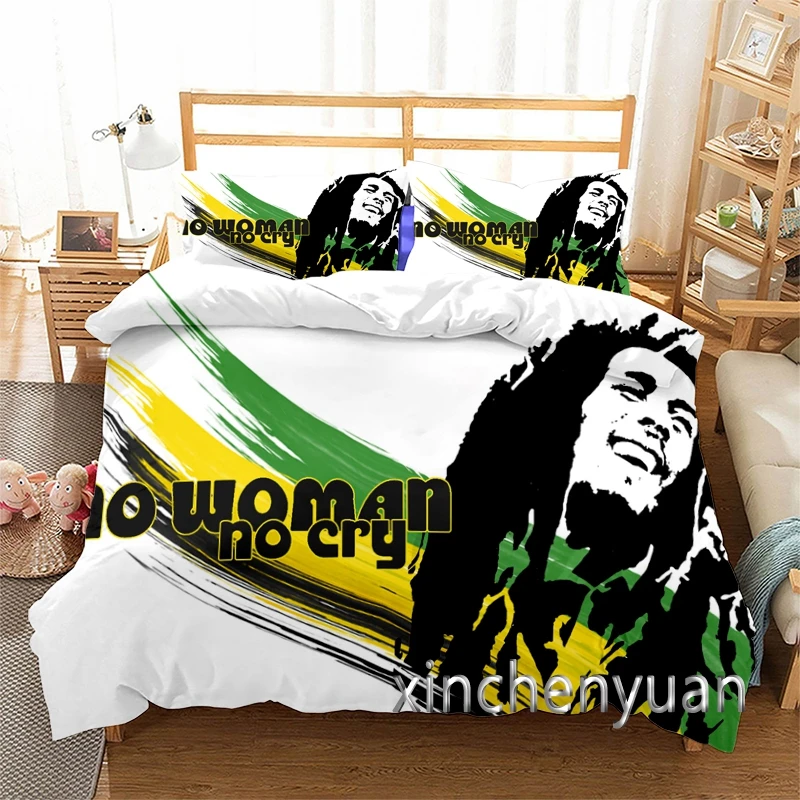 3D Printed Bob Marley Bedding Set Duvet Covers Pillowcases Comforter Bedding Set Bedclothes Textile Home Queen King N08