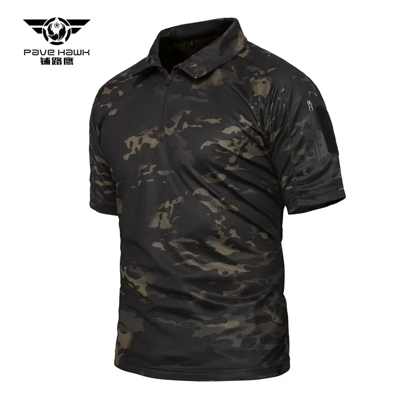 Summer Men's Camo Short Sleeve Tactical T-shirt Outdoor Climbing Camping Riding Army Training Quick Dry Breathable T Shirt Tops