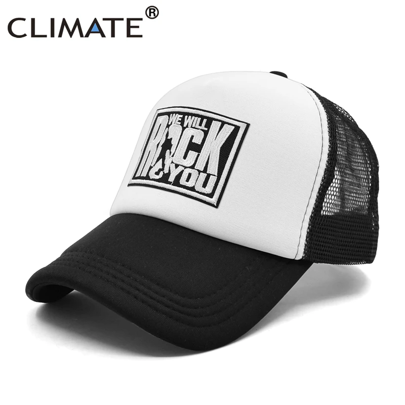 CLIMATE Rock and Roll Rock Trucker Cap Cool Rocker Men Mesh Hat Cap Metal Music Black Summer Baseball Cap Black Trucker Caps Hat