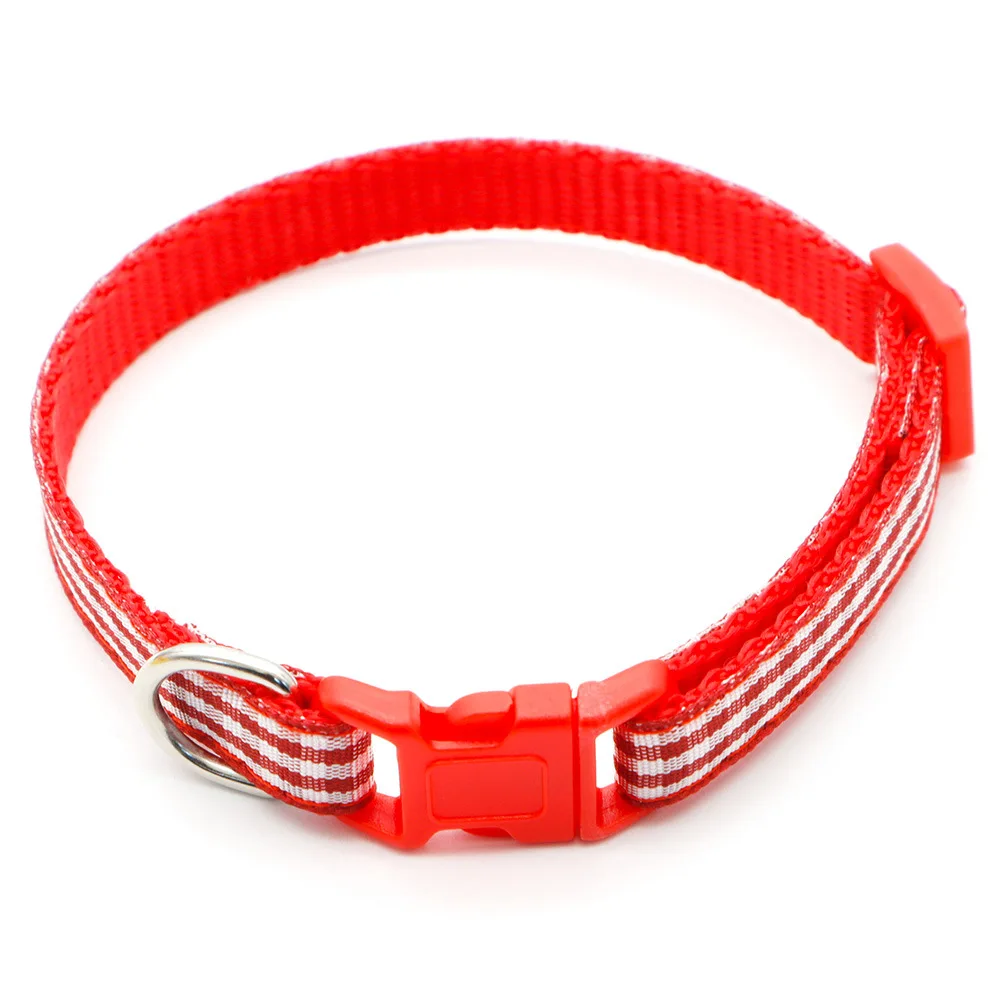 Checkered Striped Pet Collars with Bells Adjustable Neck Necklace Nylon Alloy Material for Small Dog Cat Gift Accessories