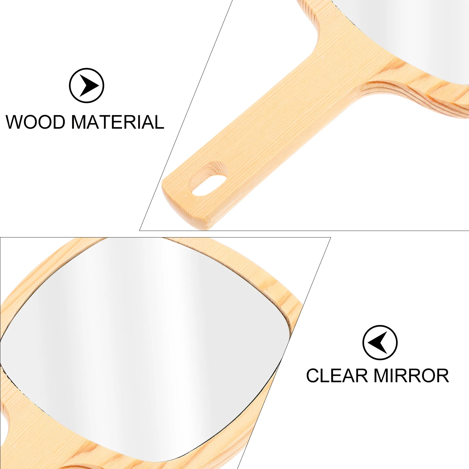 

1pc Wooden Handle Makeup Compact Beauty Mirror For Women Lightweight Durable Mirror Travel Home Office Use