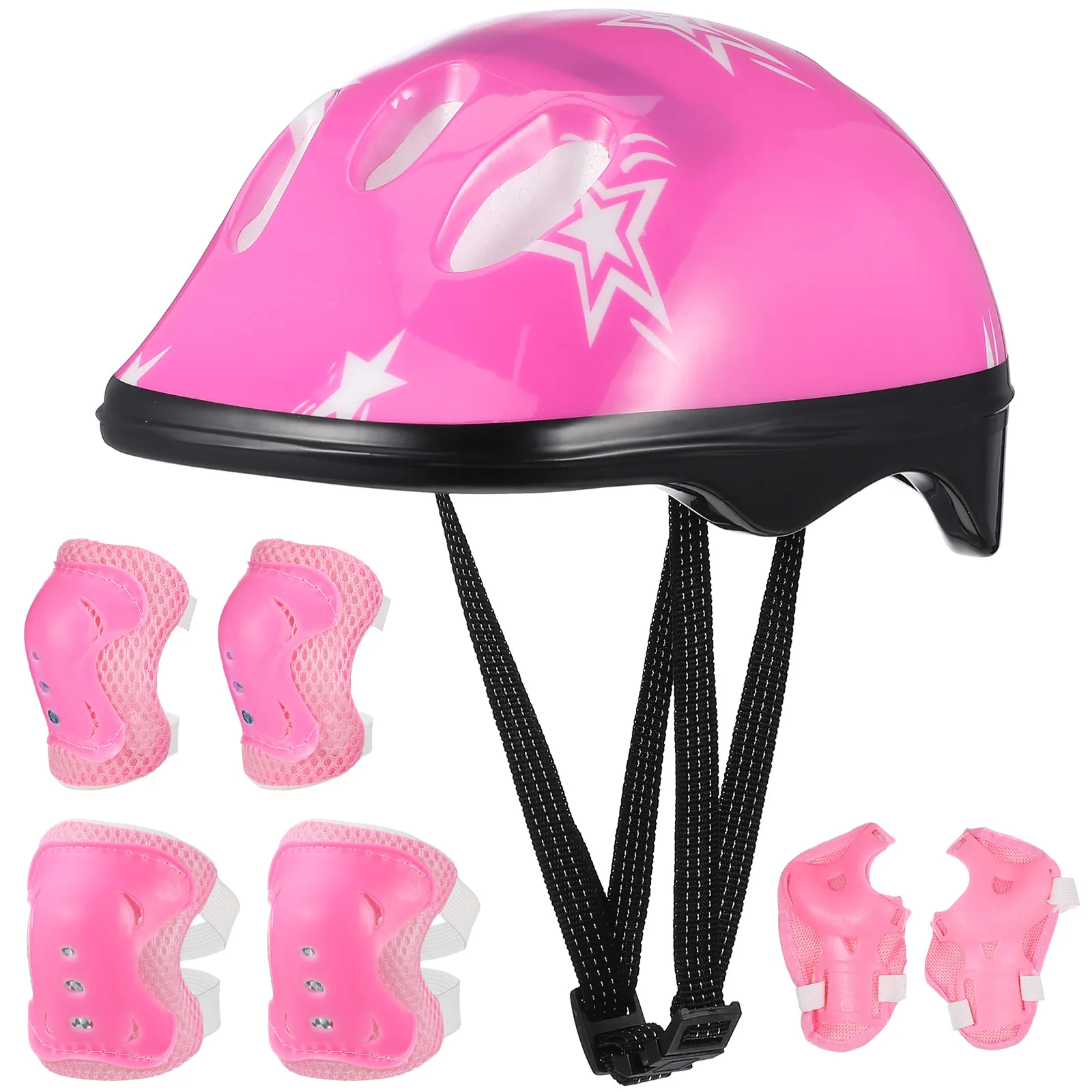 7pcs in 1 Adjustable Skating Helmet Kits Outdoor Protector Skateboard Gear Knee Elbow Pads Balance Car Protective Pads for Kids