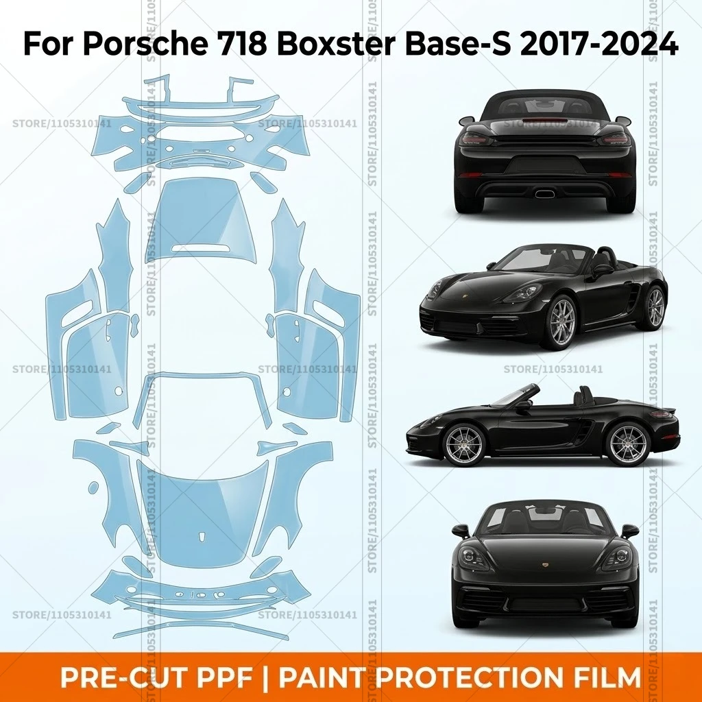 

Pre-Cut Paint Protection Film PPF Transparent Bumper Protector Automotive Bra Car Film For Porsche 718 Boxster Base-S 2017-2024