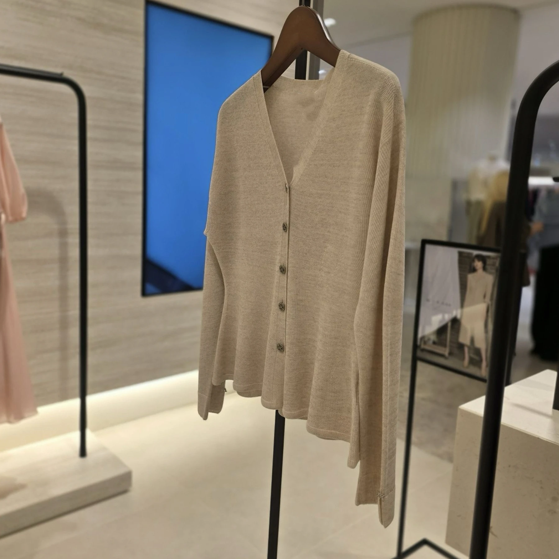 

Ele V-ne Knitted Open Cardigan Slimming Two-tone Lemon Cheese Faionable Autumn Commute Sle Loose Fit Long Sve