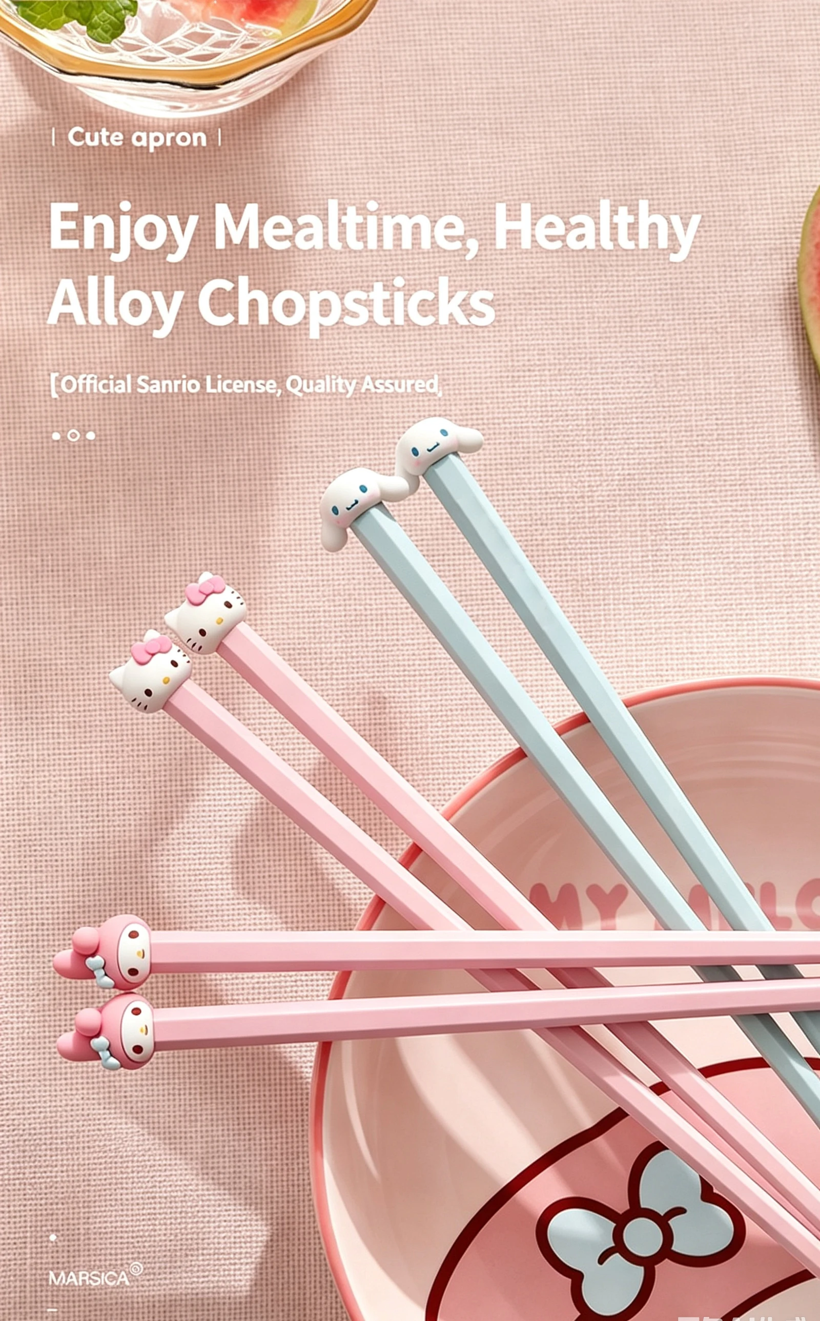 Sanrio Hello Kitty Legierungs-Esslöffel, Kawaii-Stil, rutschfest, antibakteriell & Küchen-Esszubehör, Paar-Esslöffel als Geschenk – Detail 2